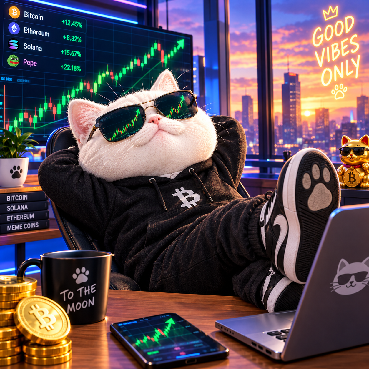 PUMPCAT at casino table with wine and cigarette